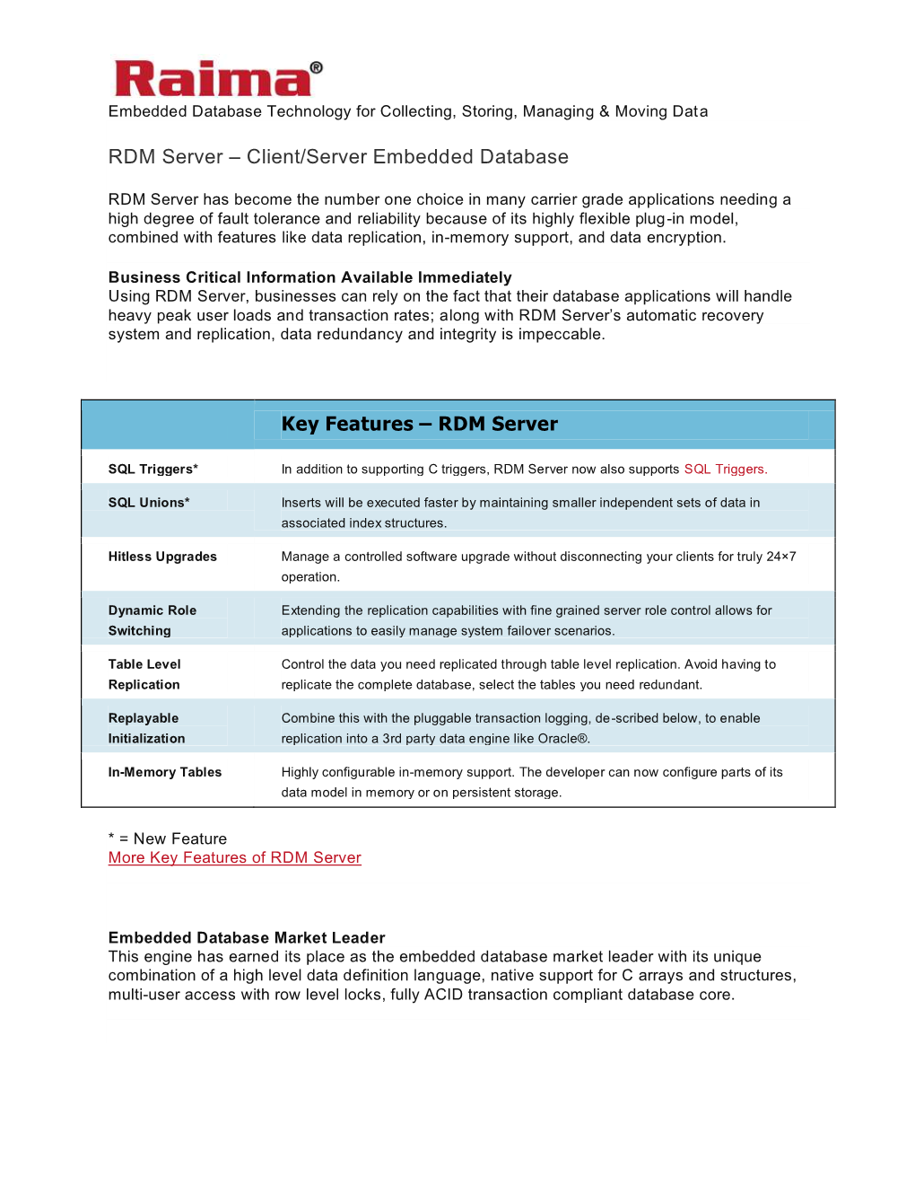 RDM Server – Client/Server Embedded Database