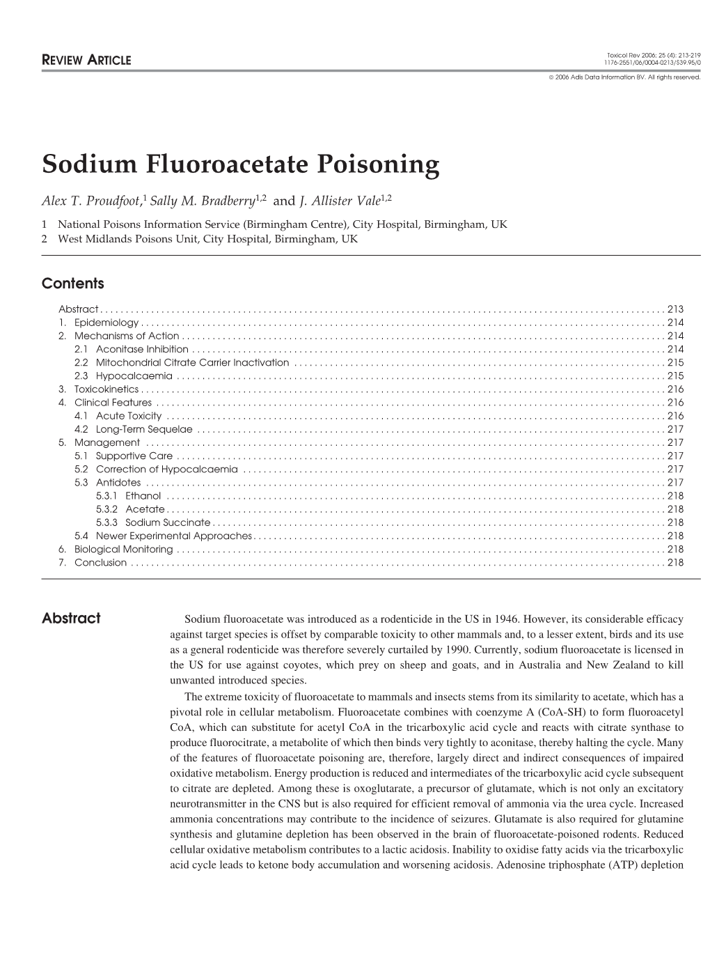 Sodium Fluoroacetate Poisoning