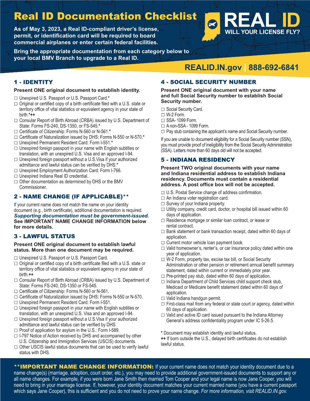 Real ID Documentation Checklist