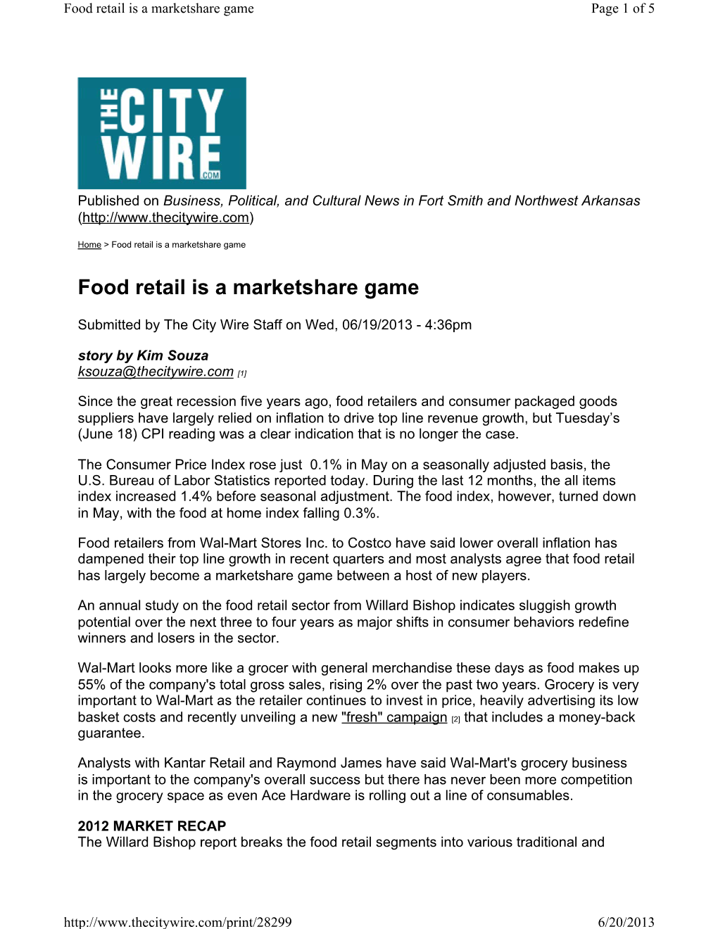 Food Retail Is a Marketshare Game Page 1 of 5