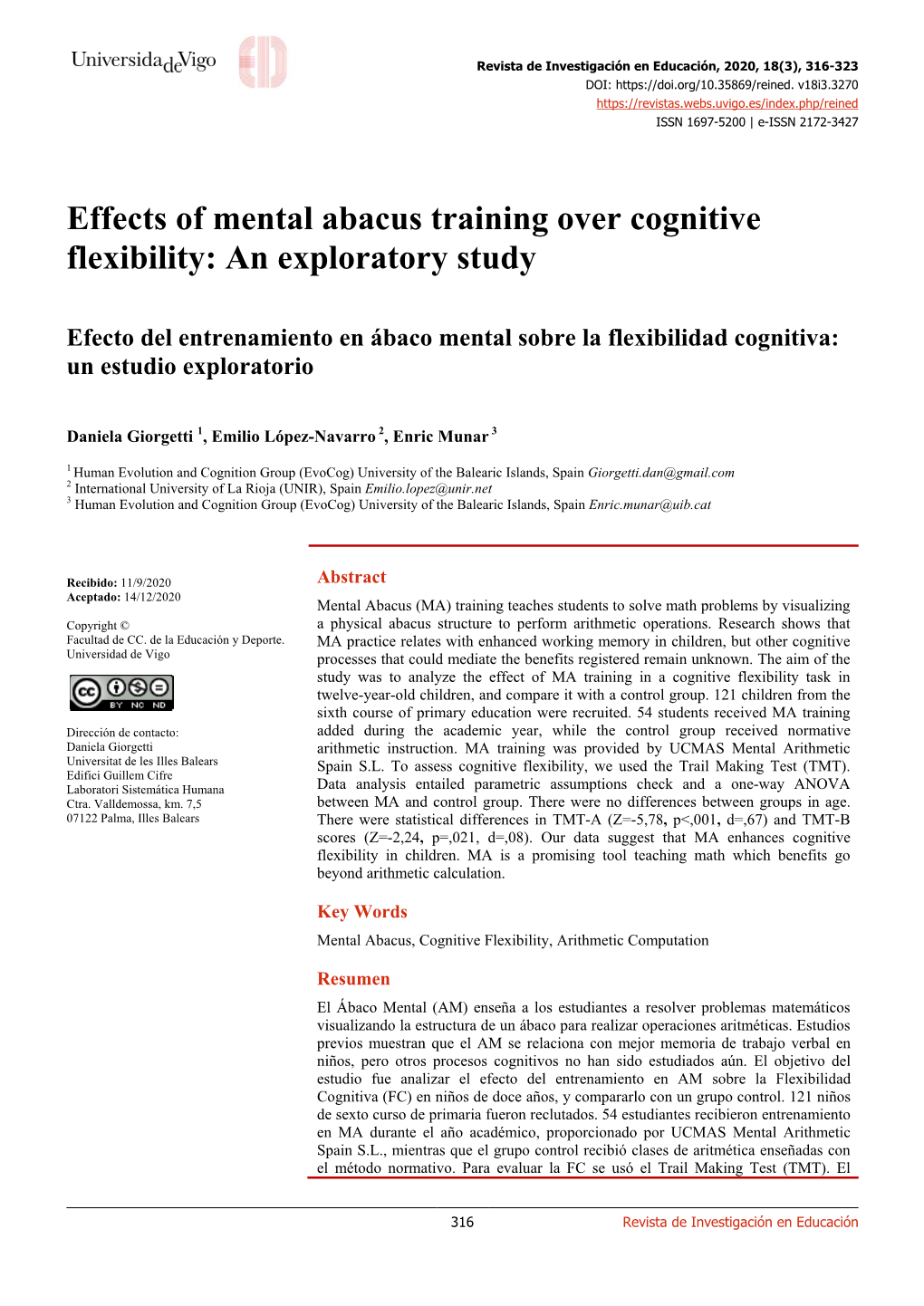 Effects of Mental Abacus Training Over Cognitive Flexibility: an Exploratory Study