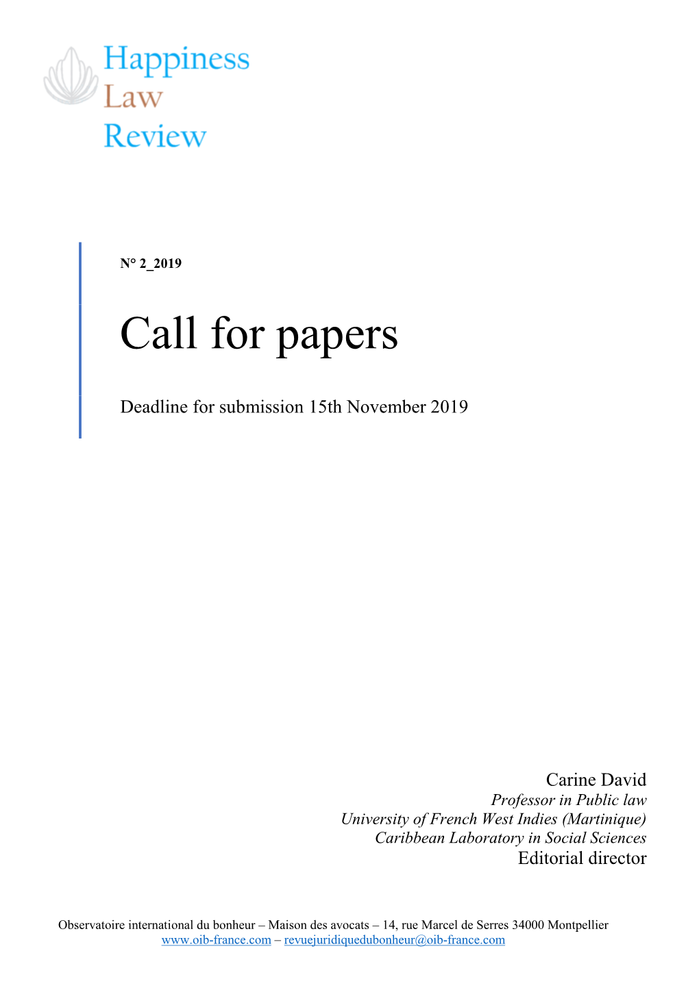 Call for Papers