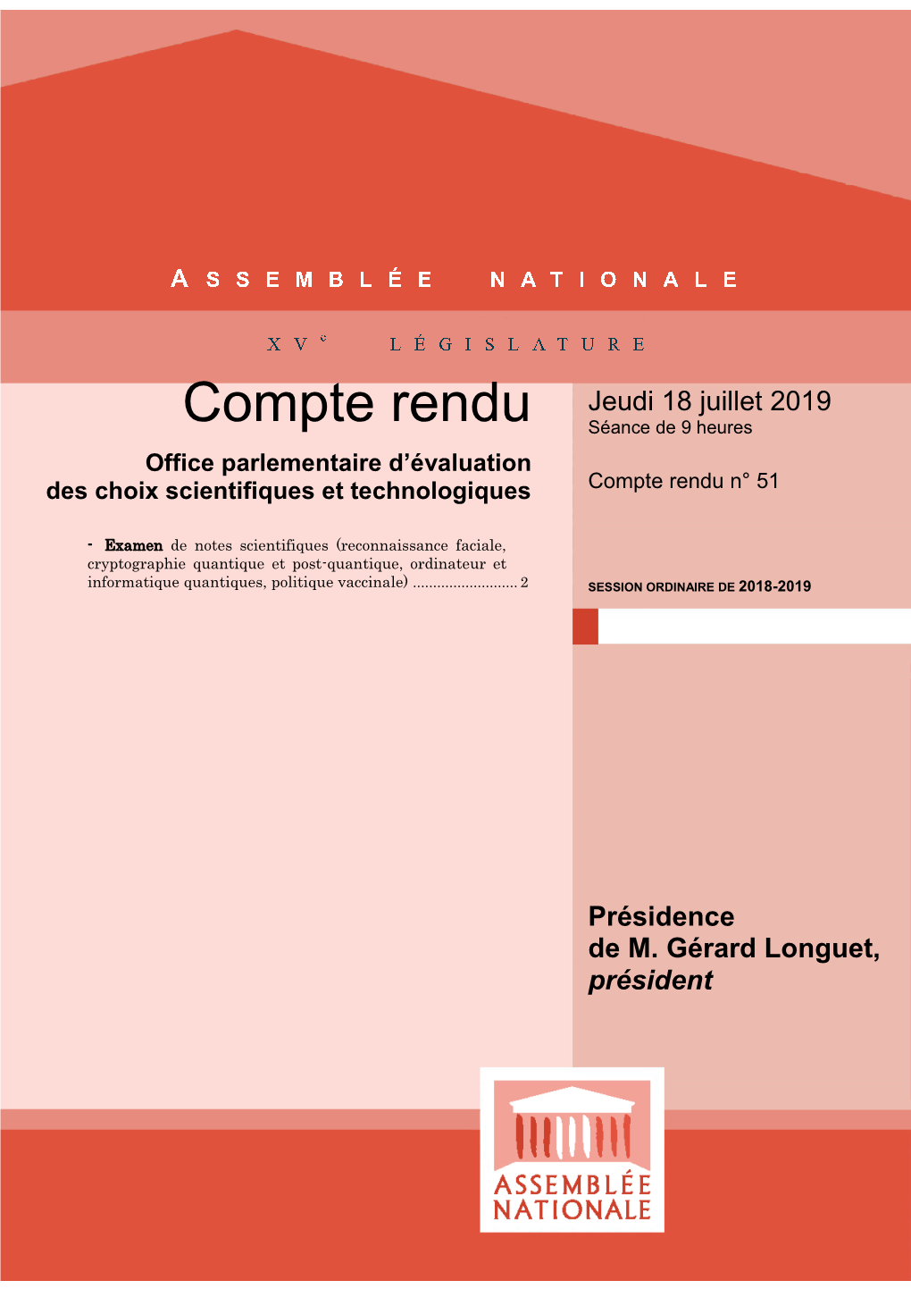 Compte Rendu Séance De 9 Heures Office Parlementaire D’Évaluation Des Choix Scientifiques Et Technologiques Compte Rendu N° 51