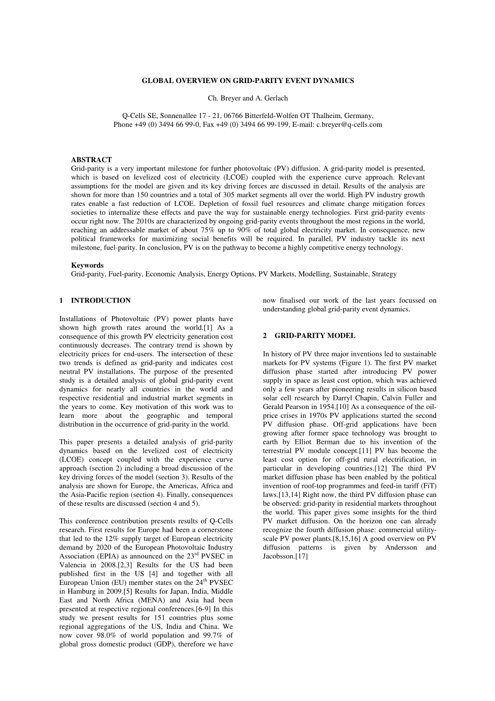 Global Overview on Grid-Parity Event Dynamics