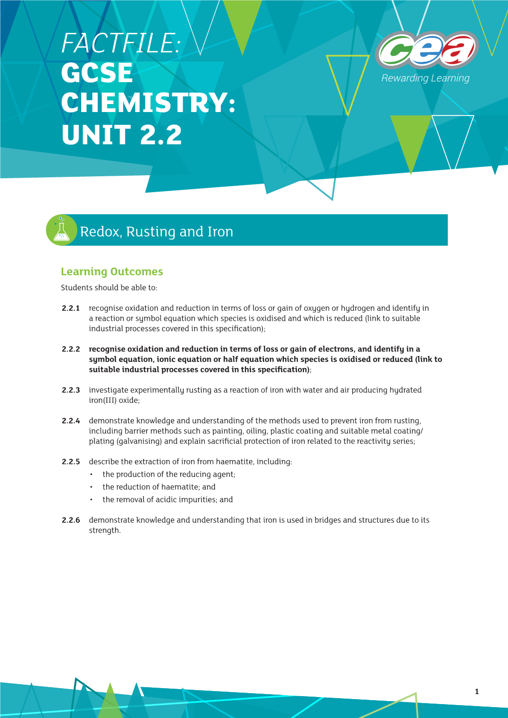 Factfile: Gcse Chemistry: Unit 2.2