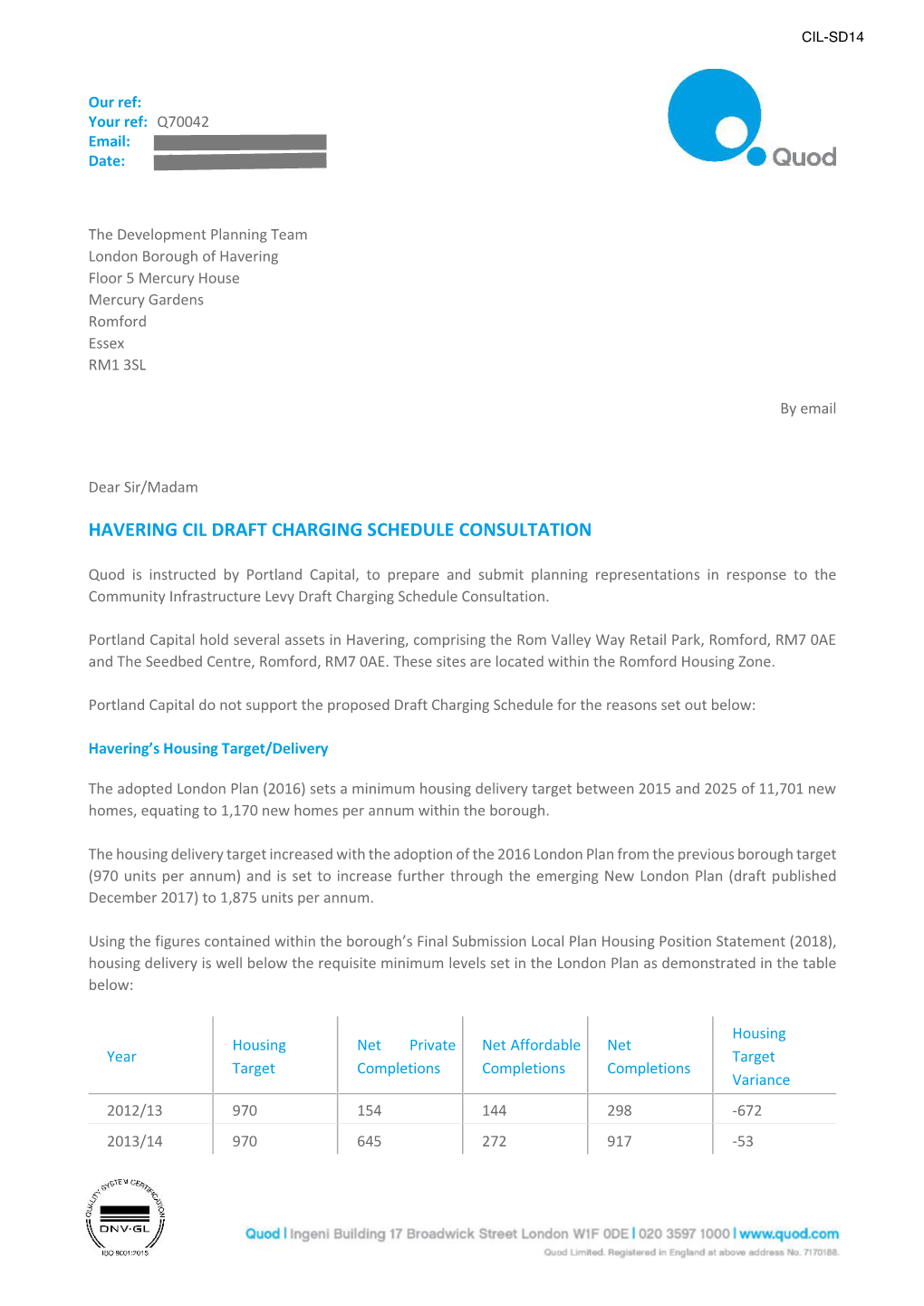 CIL-SD14 Representation from Portland Capital