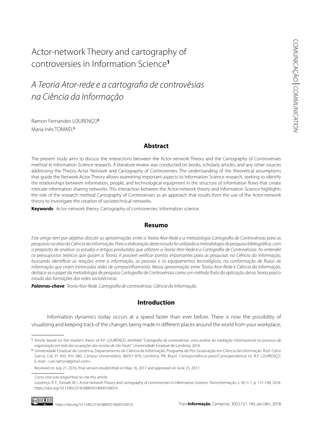 Actor-Network Theory and Cartography of Controversies in Information Science