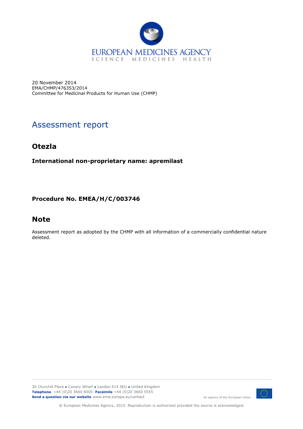 Assessment Report for Otezla