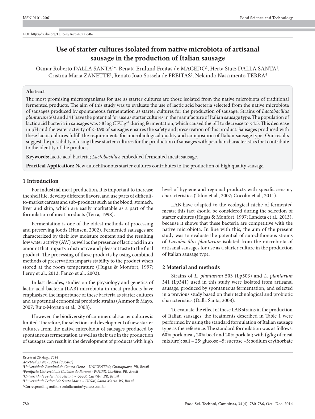 Use of Starter Cultures Isolated from Native Microbiota of Artisanal