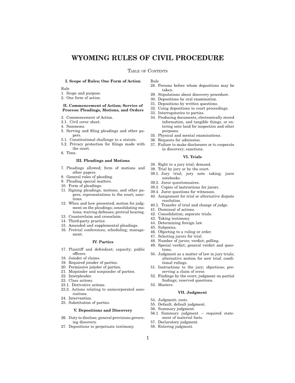 Wyoming Rules of Civil Procedure