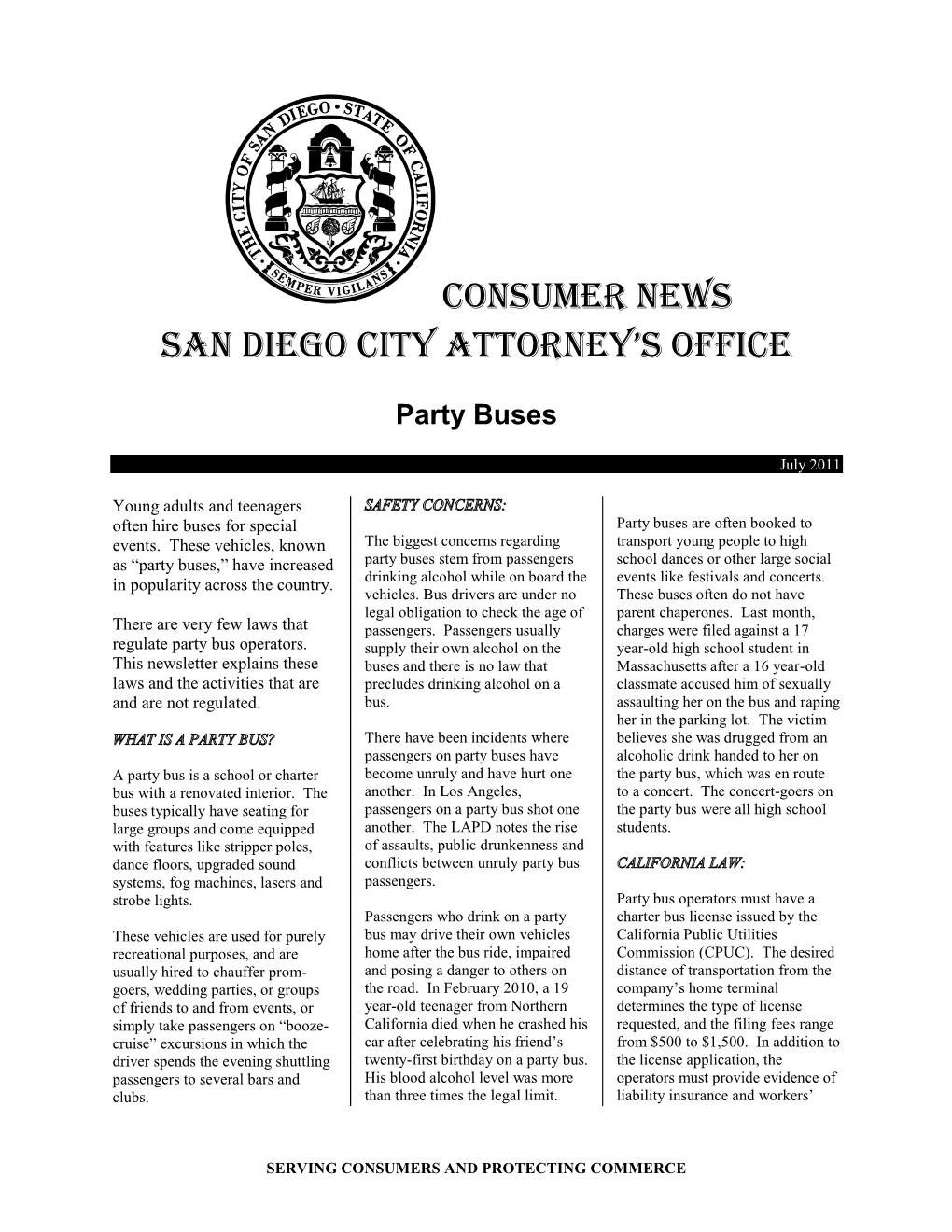 Consumer News San Diego City Attorney's Office