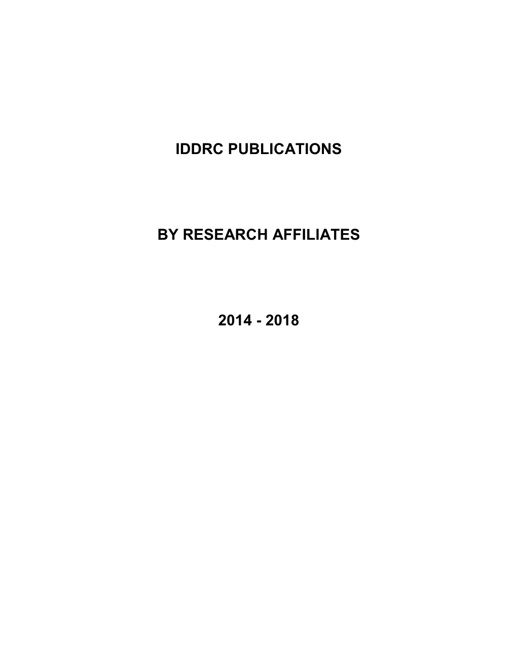 Iddrc Publications by Research Affiliates 2014