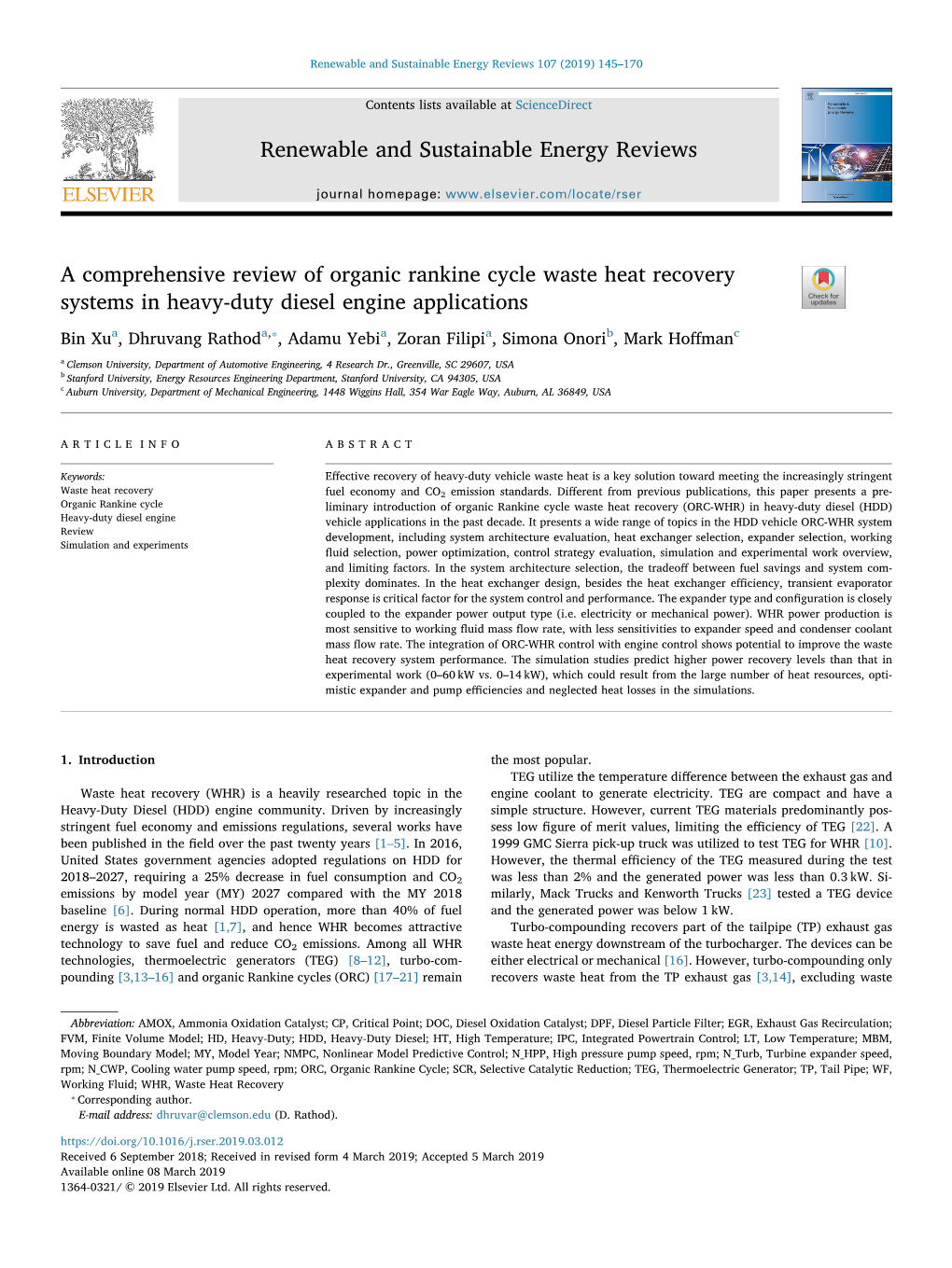 A Comprehensive Review of Organic Rankine Cycle Waste Heat Recovery