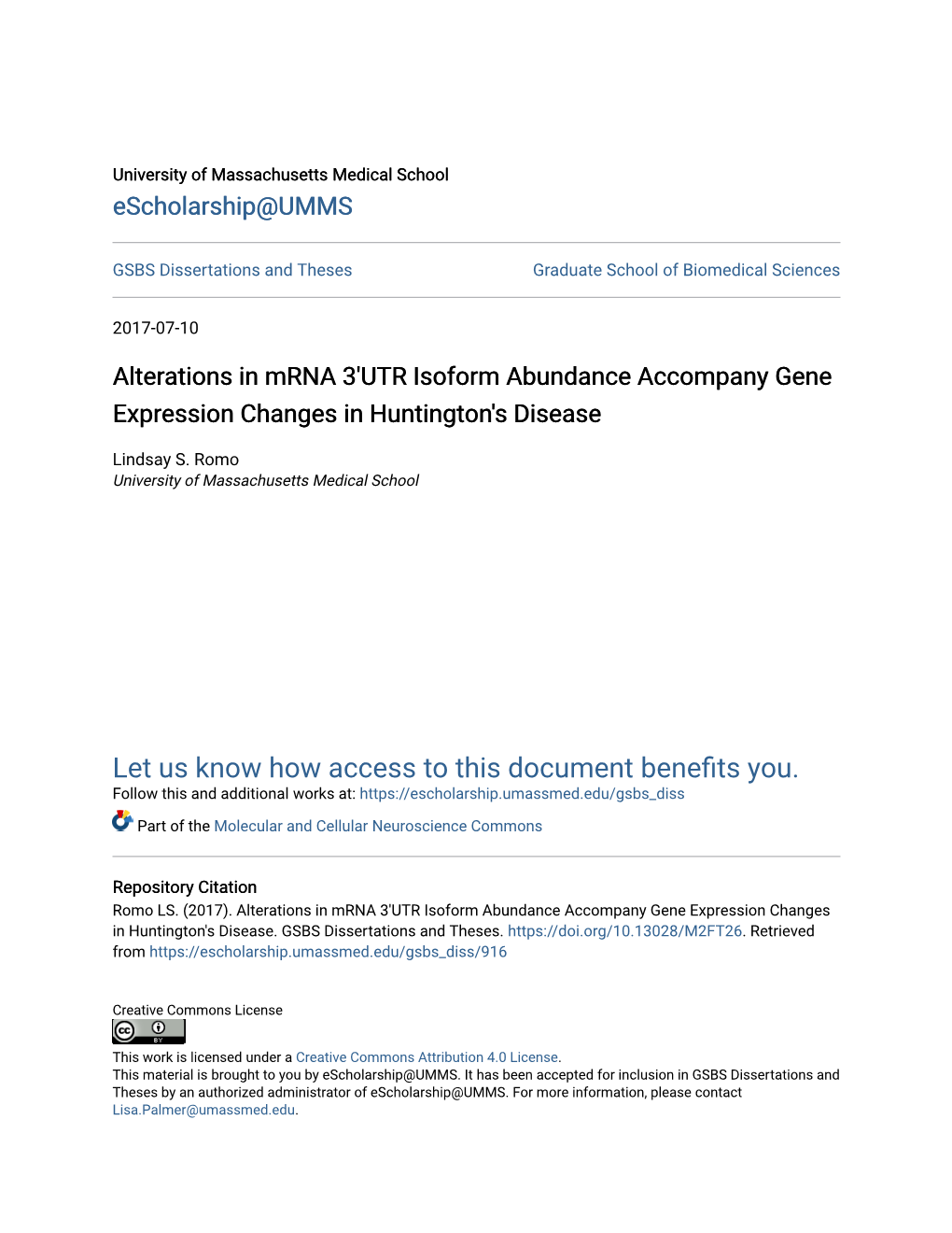 Alterations in Mrna 3′UTR Isoform Abundance Accompany Gene Expression Changes in Huntington's Disease