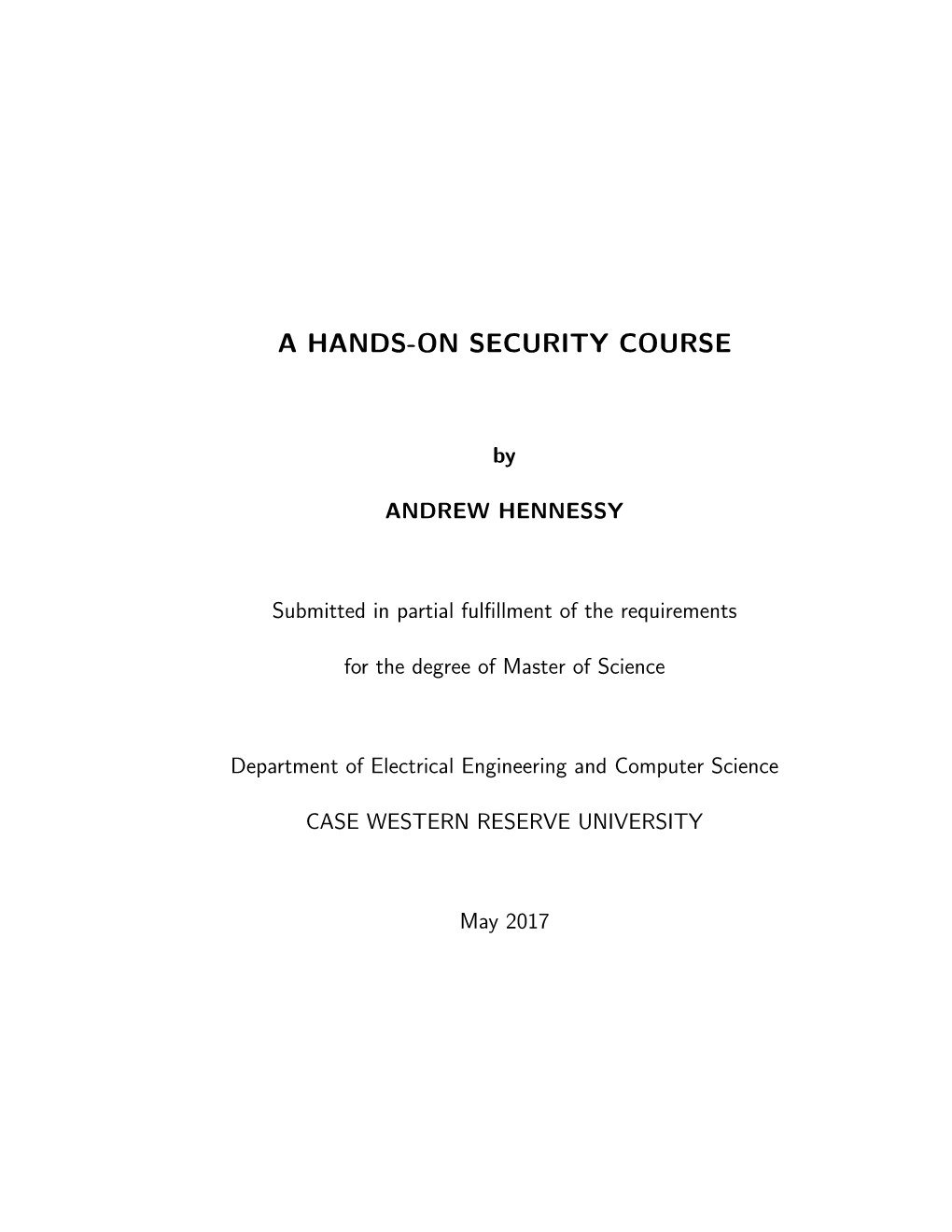 A Hands-On Security Course