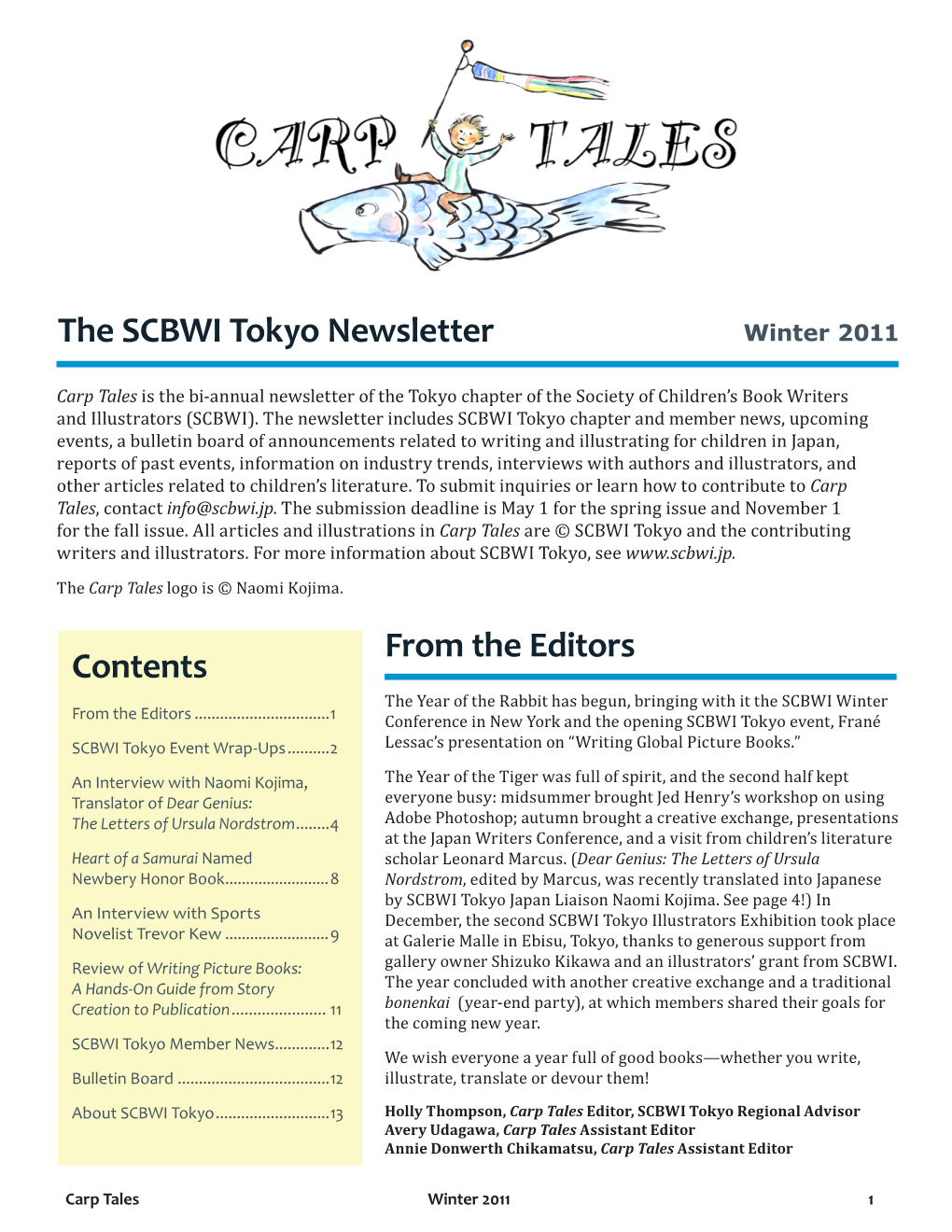 The SCBWI Tokyo Newsletter Contents from the Editors