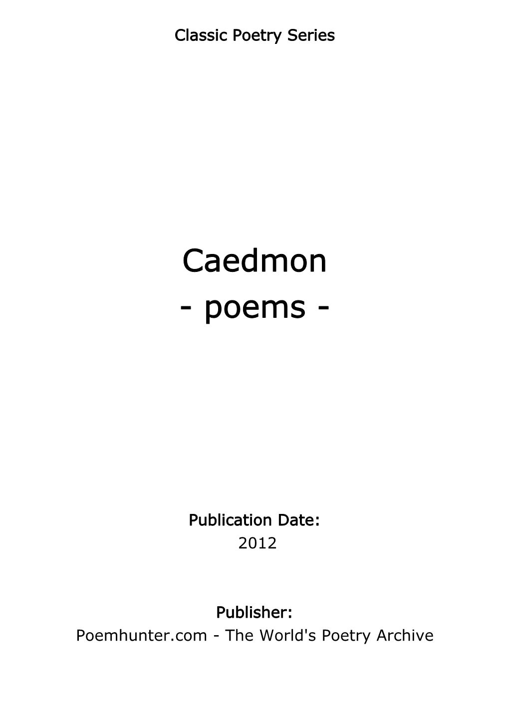 Caedmon - Poems