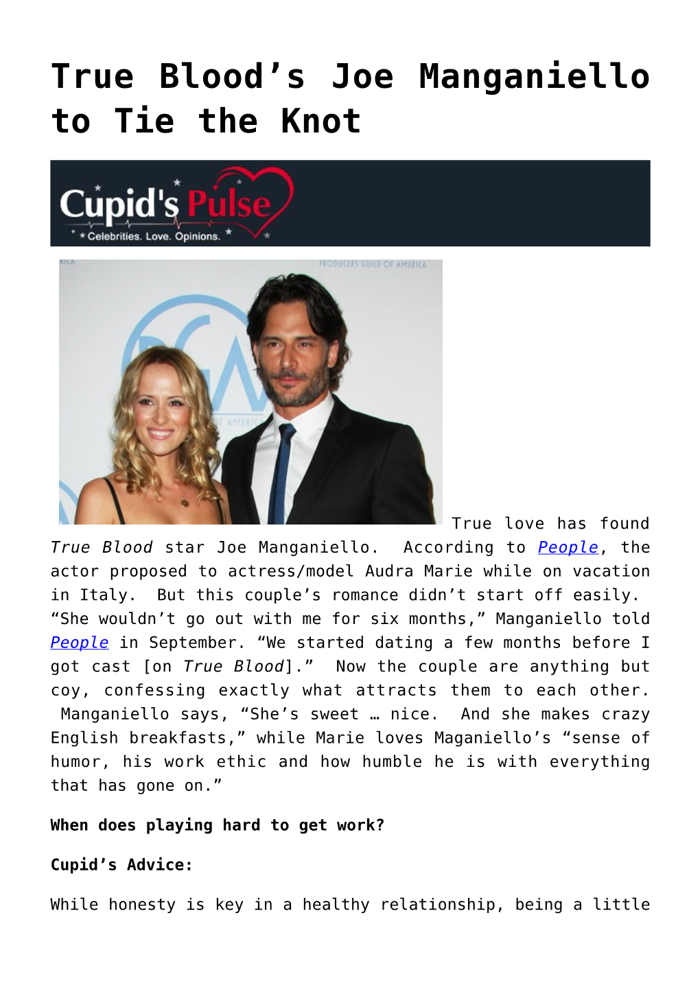 True Blood's Joe Manganiello to Tie the Knot