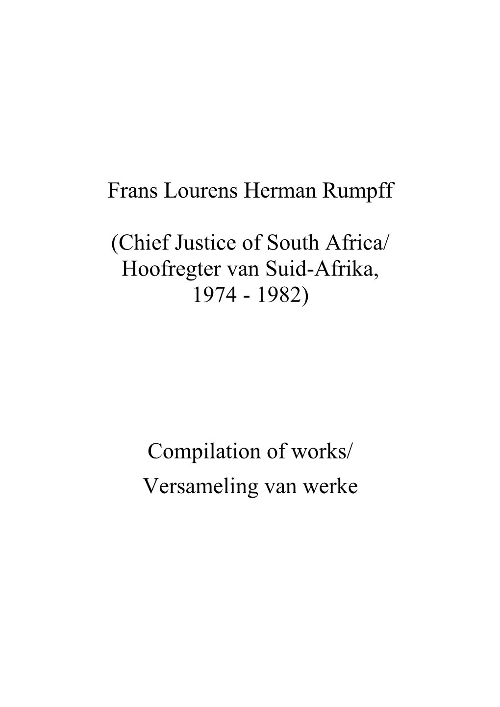 Compilation of Works/ Versameling Van Werke INDEKS/INDEX