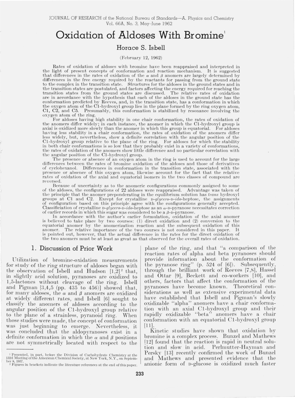 Oxidation of Aldoses with Bromine! Horace S