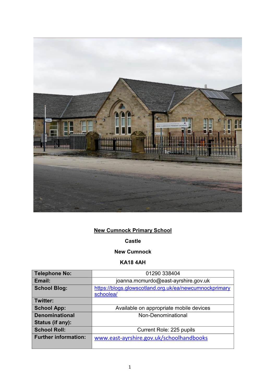 New Cumnock Primary School Handbook