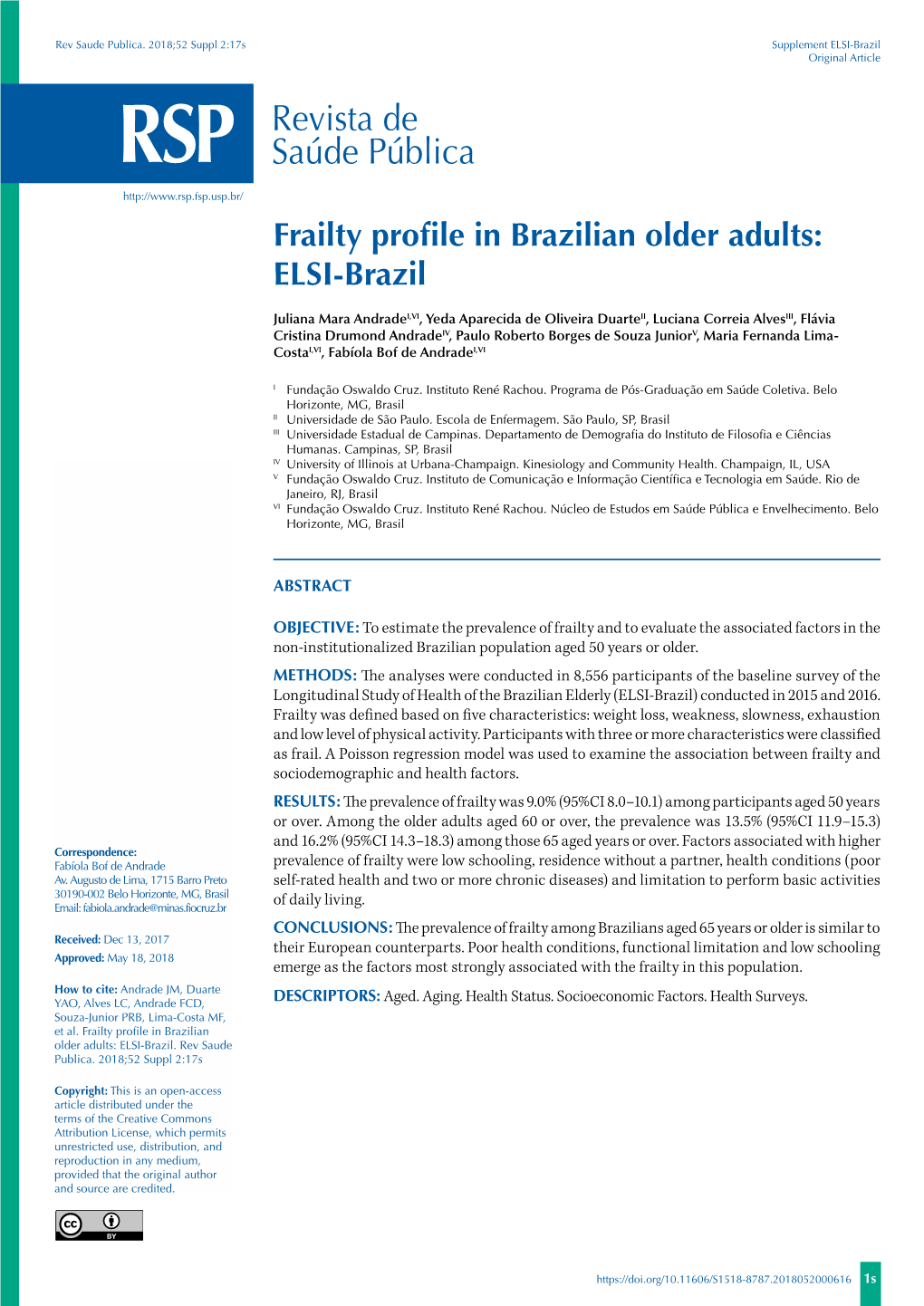 Frailty Profile in Brazilian Older Adults: ELSI-Brazil