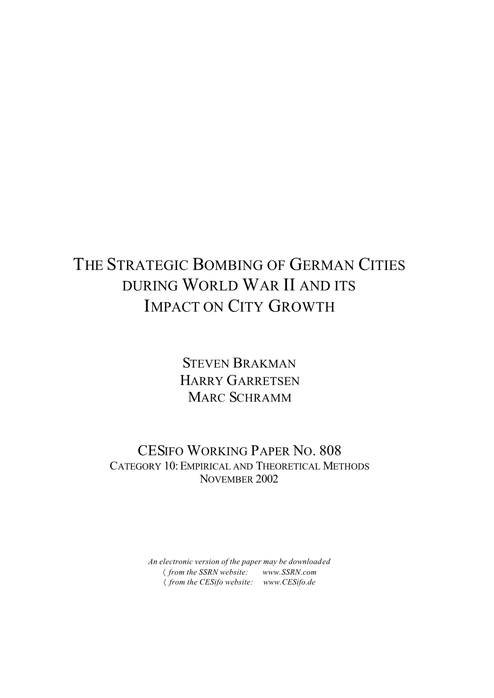 The Strategic Bombing of German Cities