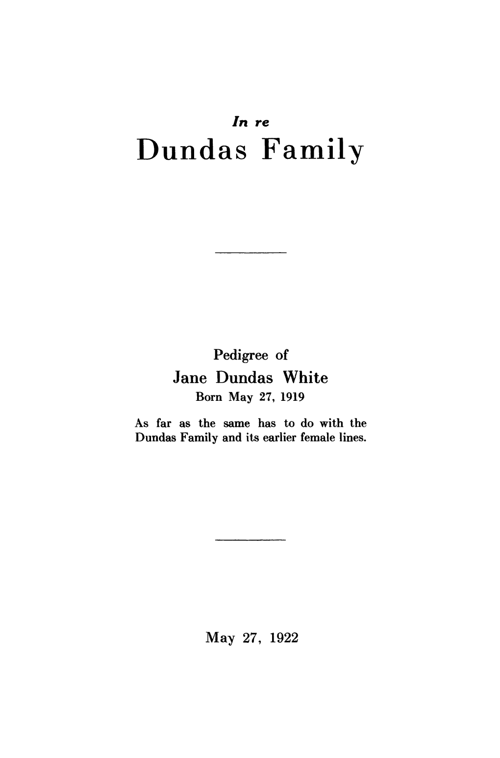 Dundas Family