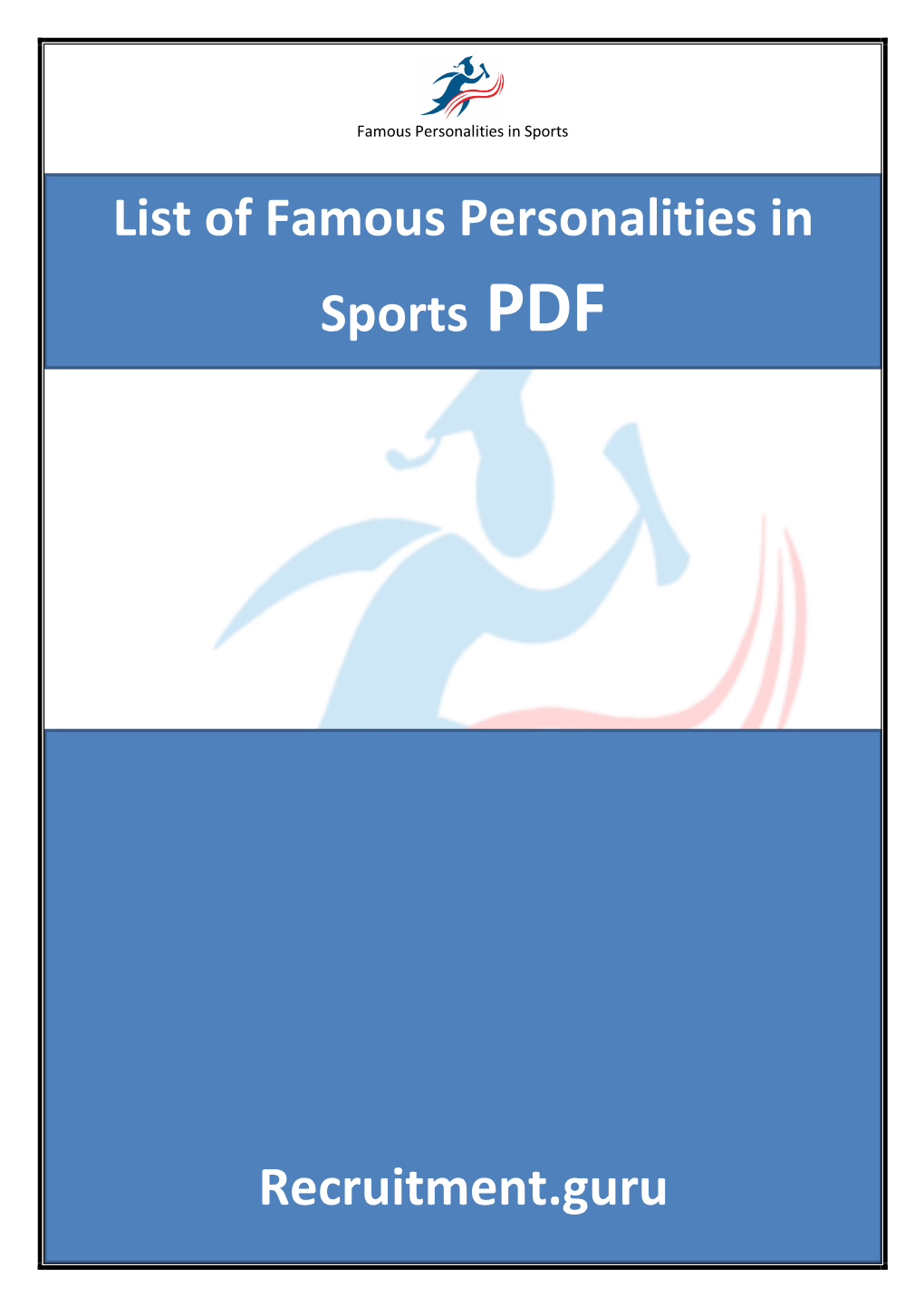 List of Famous Personalities in Sports PDF Recruitment.Guru