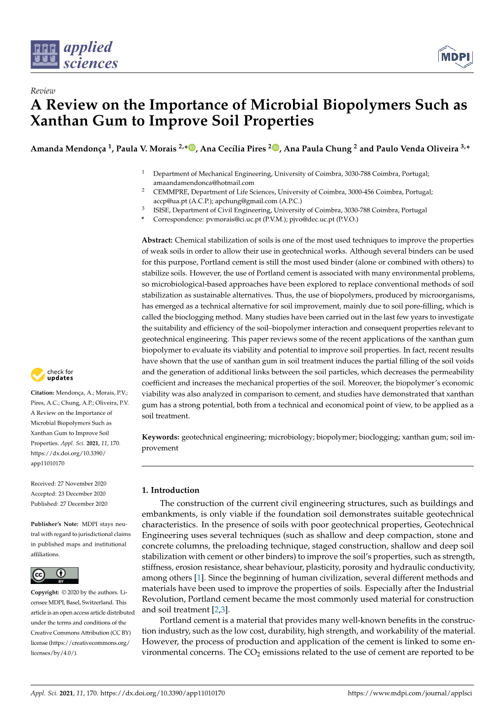 A Review on the Importance of Microbial Biopolymers Such As Xanthan Gum to Improve Soil Properties