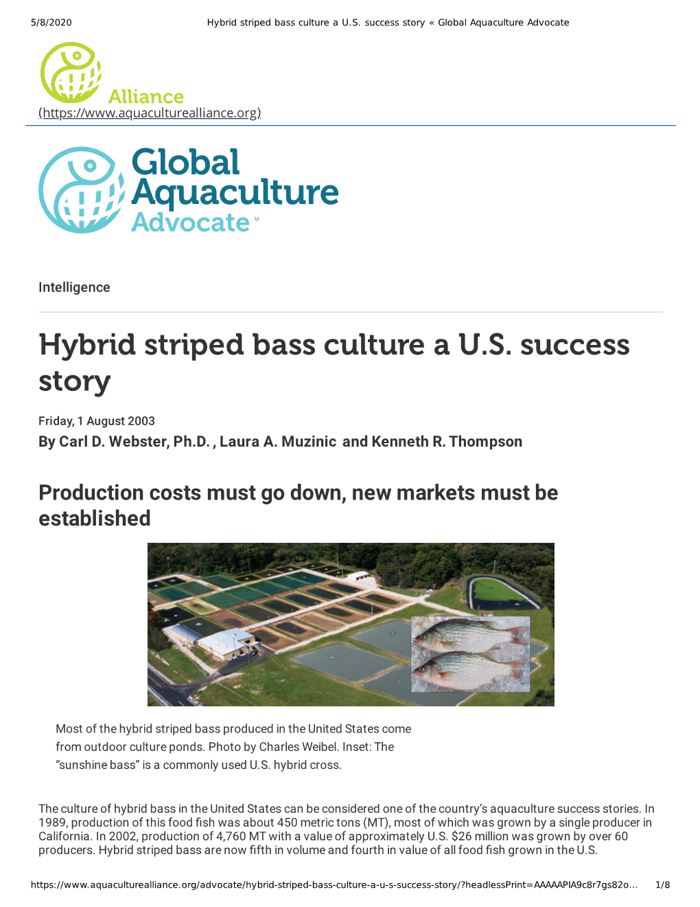 Hybrid Striped Bass Culture a U.S. Success Story « Global Aquaculture Advocate