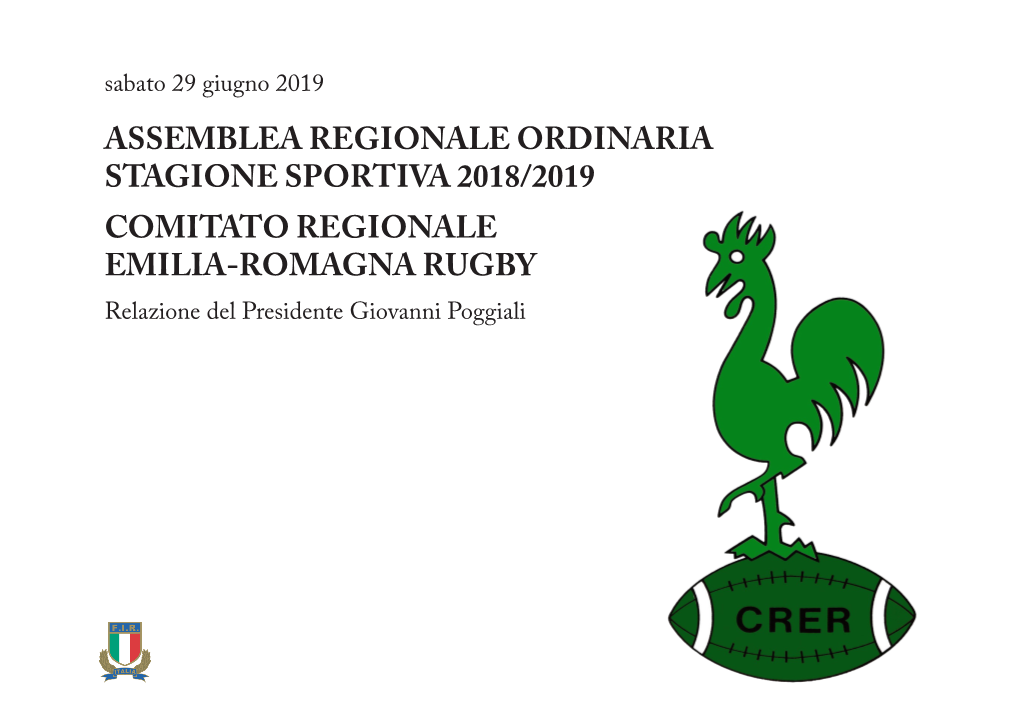 Assemblea Regionale Ordinaria Stagione Sportiva 2018/2019