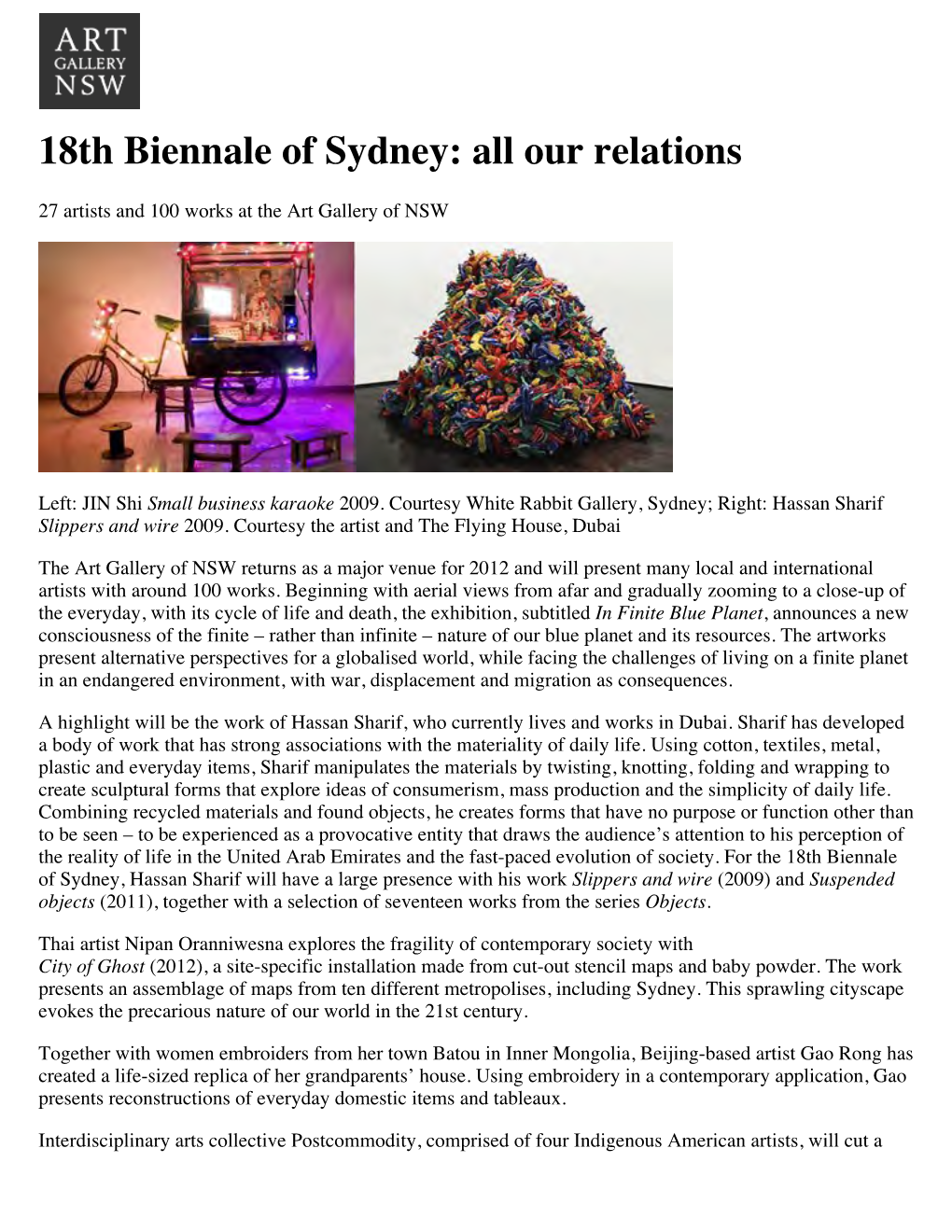 18Th Biennale of Sydney: All Our Relations :: Art Gallery