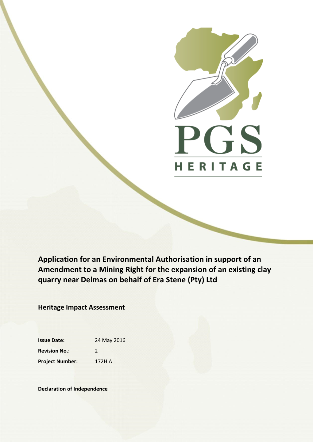 Application for an Environmental Authorisation in Support of An