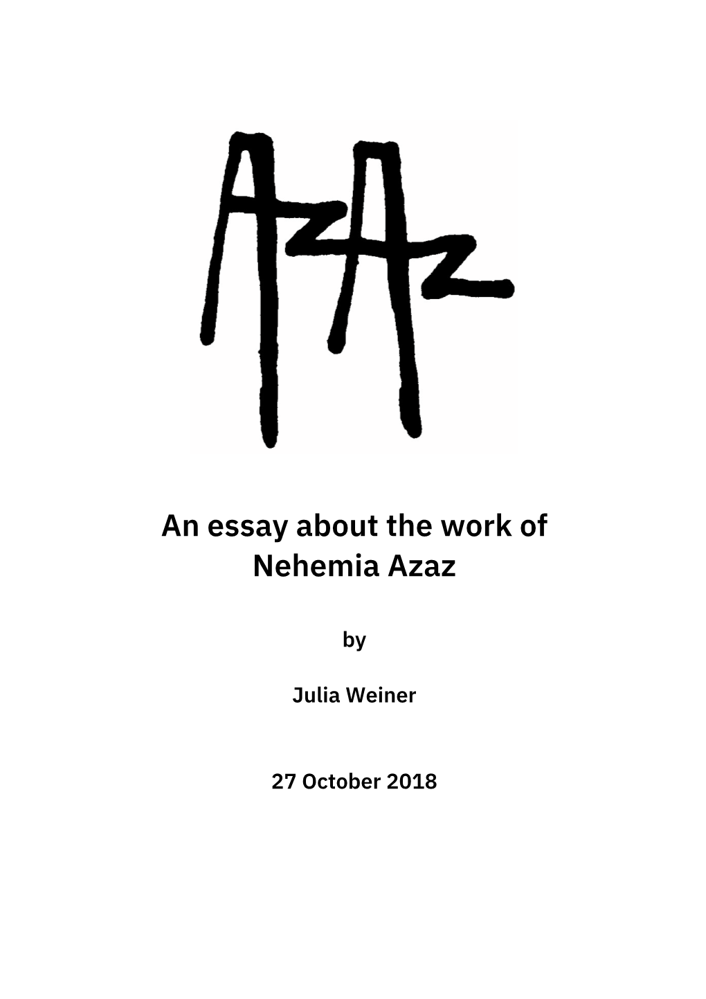 An Essay About the Work of Nehemia Azaz