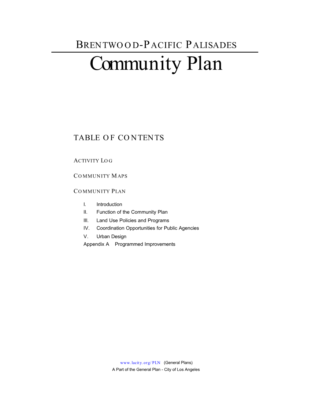 BRENTWOOD-PACIFIC PALISADES Community Plan