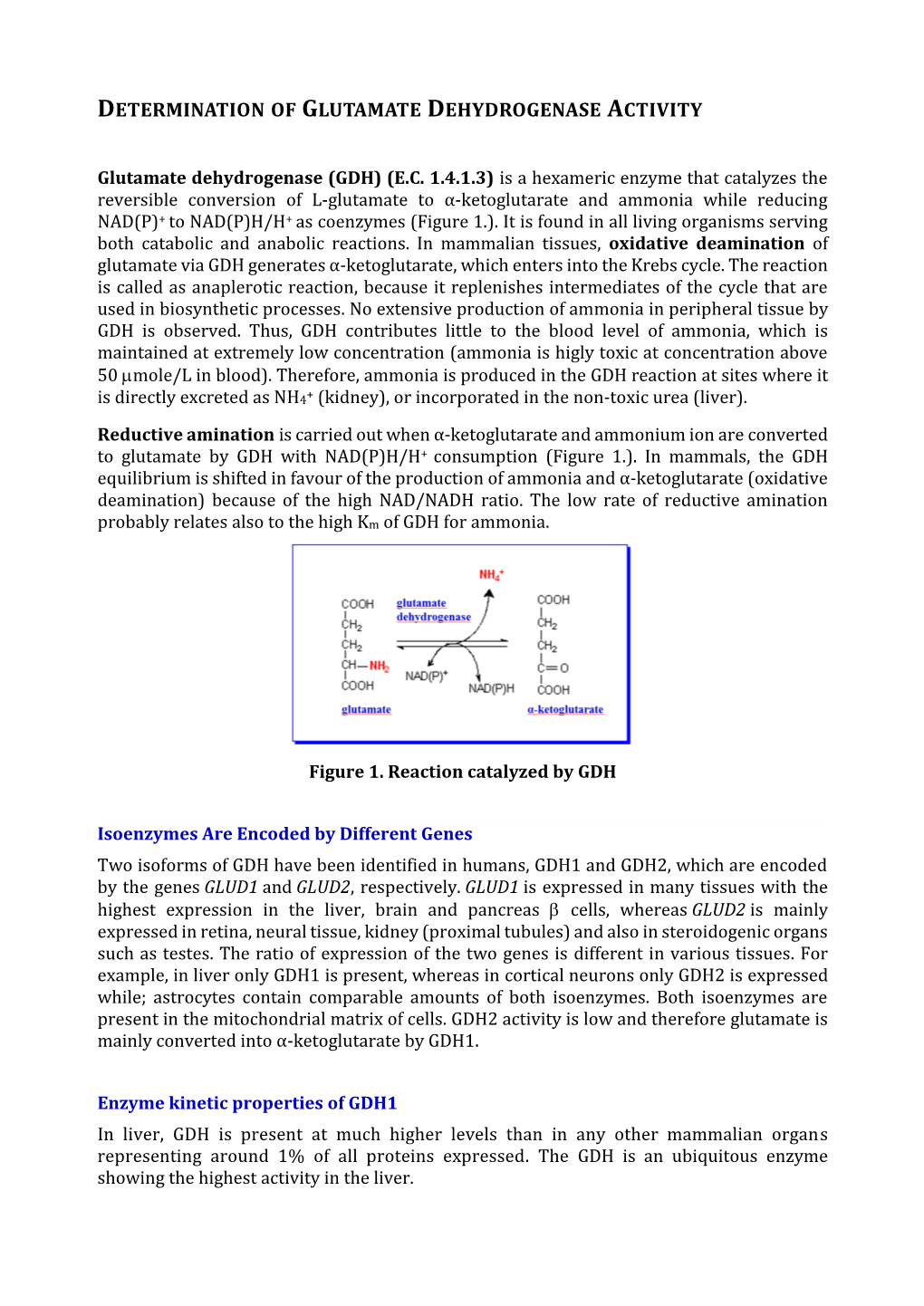 Determination of Glutamate Dehydrogenase Activity