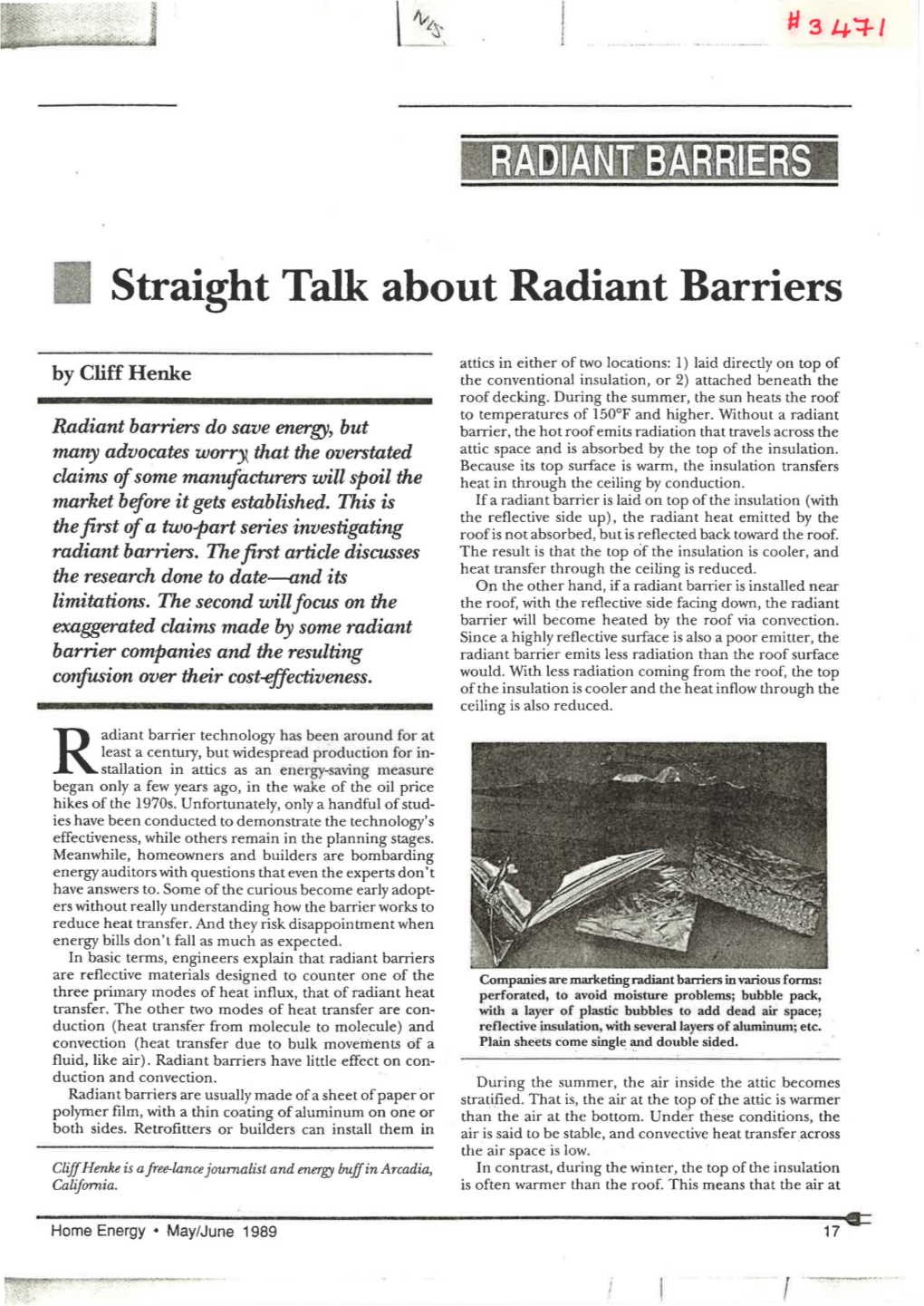Straight Talk About Radiant Barriers
