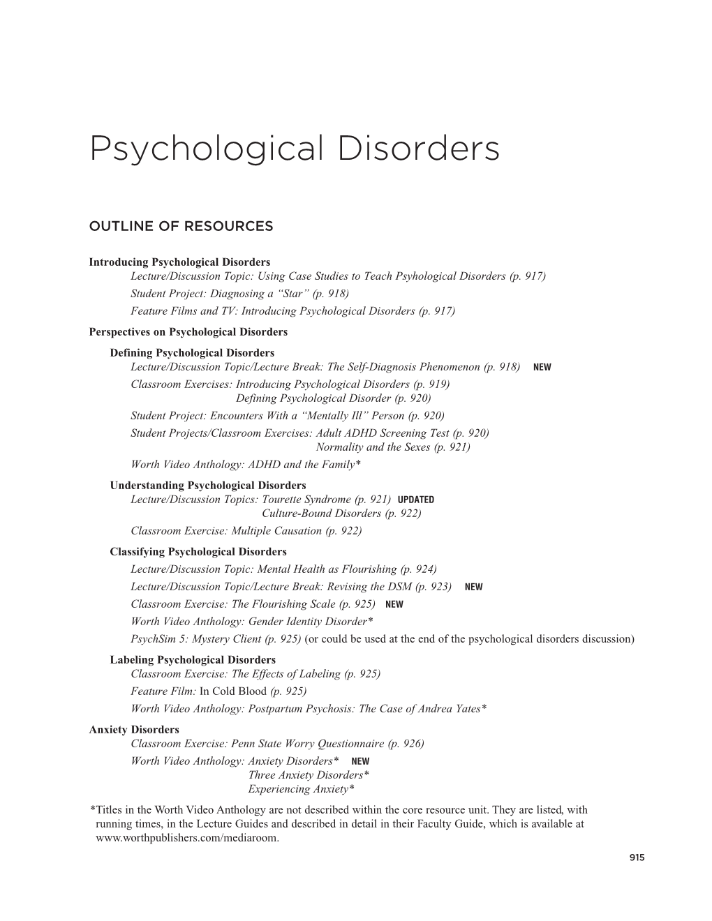 Psychological Disorders