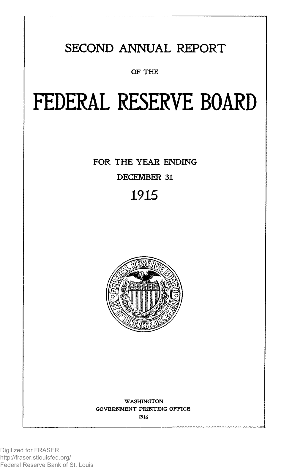 Second Annual Report of the Federal Reserve Board 1915