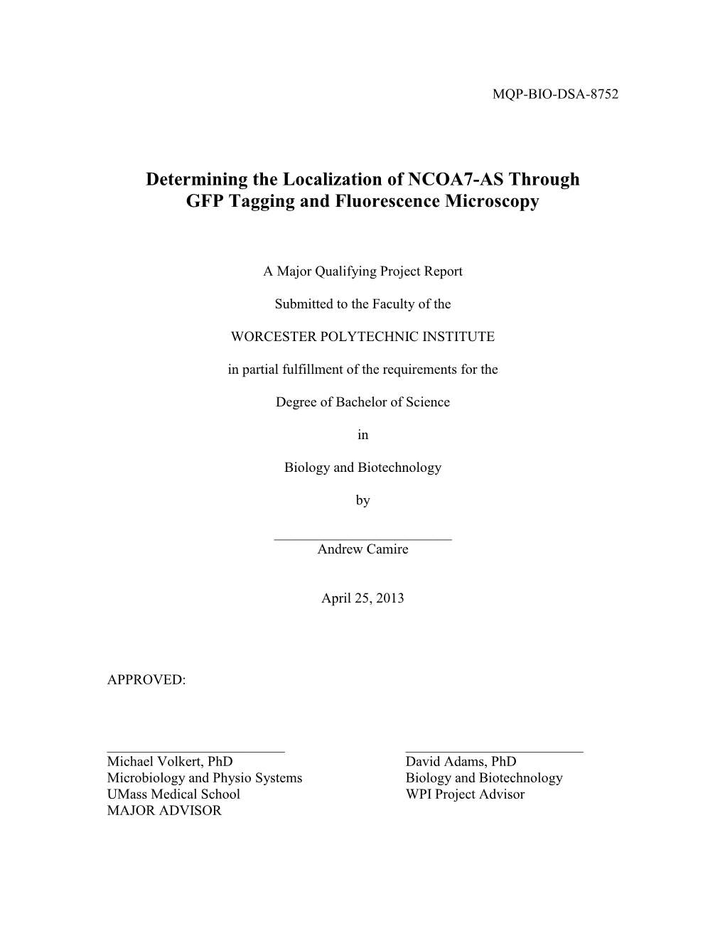 Determining the Localization of NCOA7-AS Through GFP Tagging and Fluorescence Microscopy