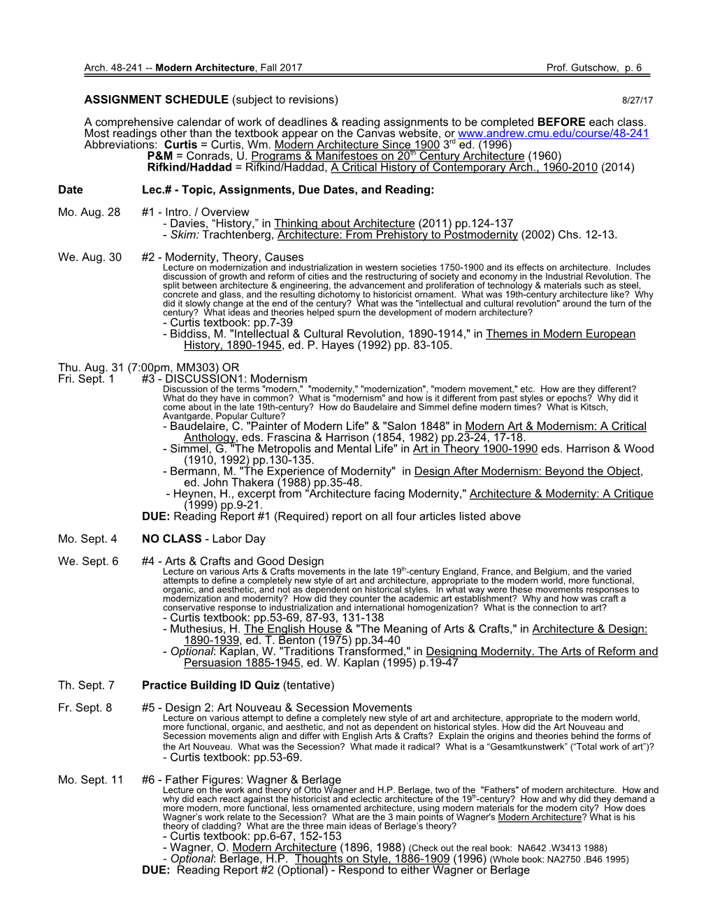 Survey II Schedule F17