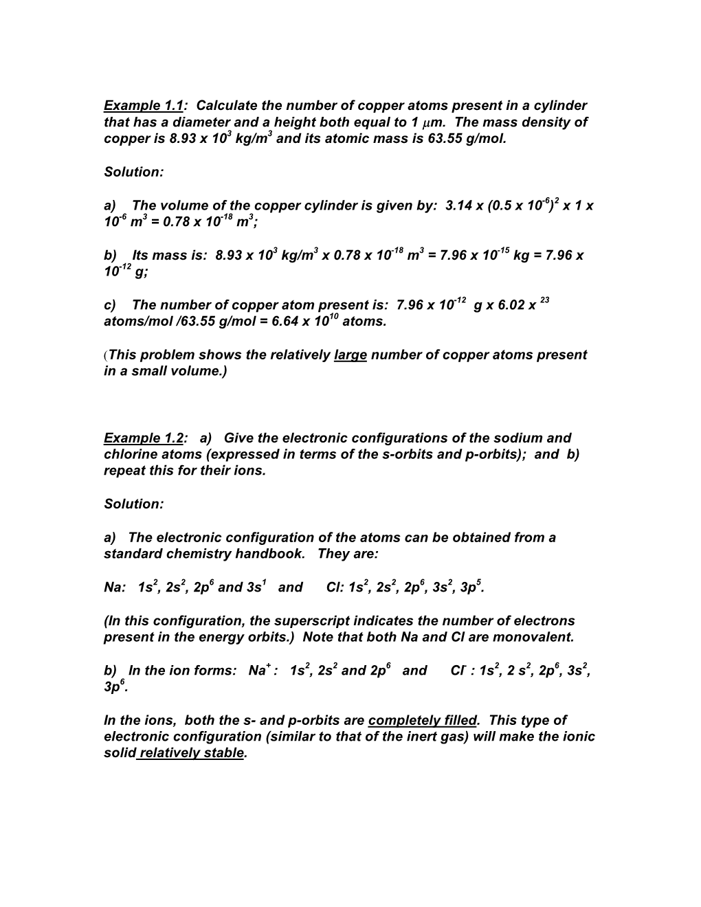 Example 1.1: Calculate the Number of Copper Atoms Present in a Cylinder That Has a Diameter and a Height Both Equal to 1 Μm