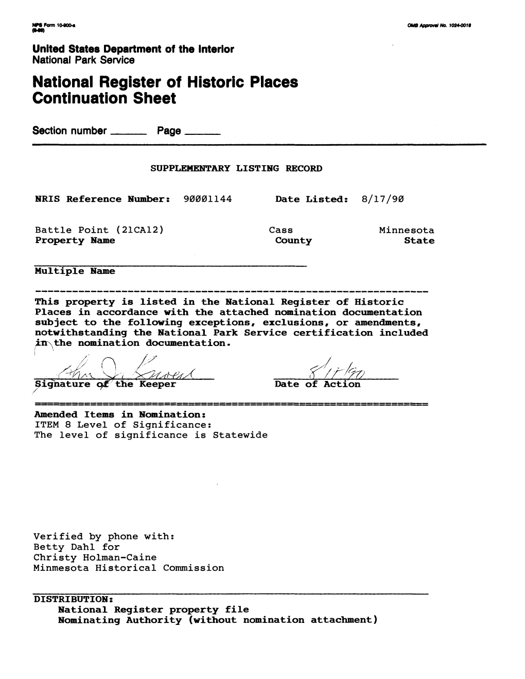 National Register of Historic Places Continuation Sheet