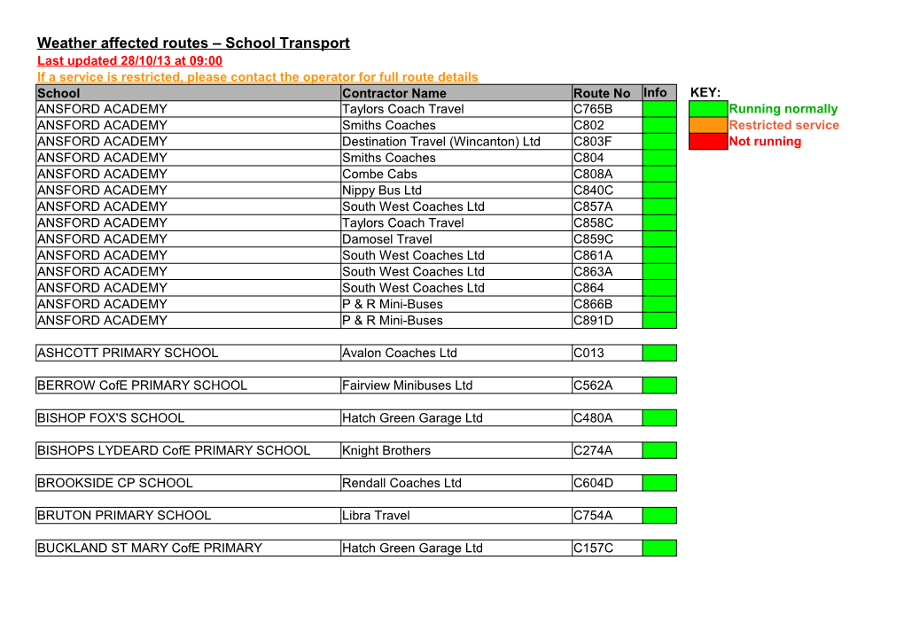 Weather Affected Routes – School Transport