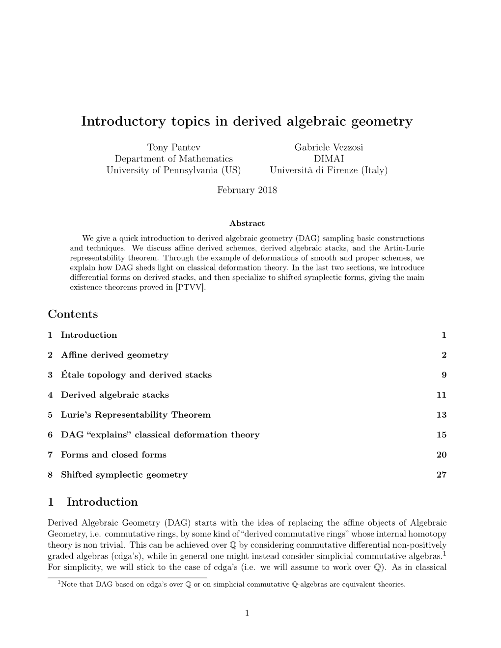 Introductory Topics in Derived Algebraic Geometry