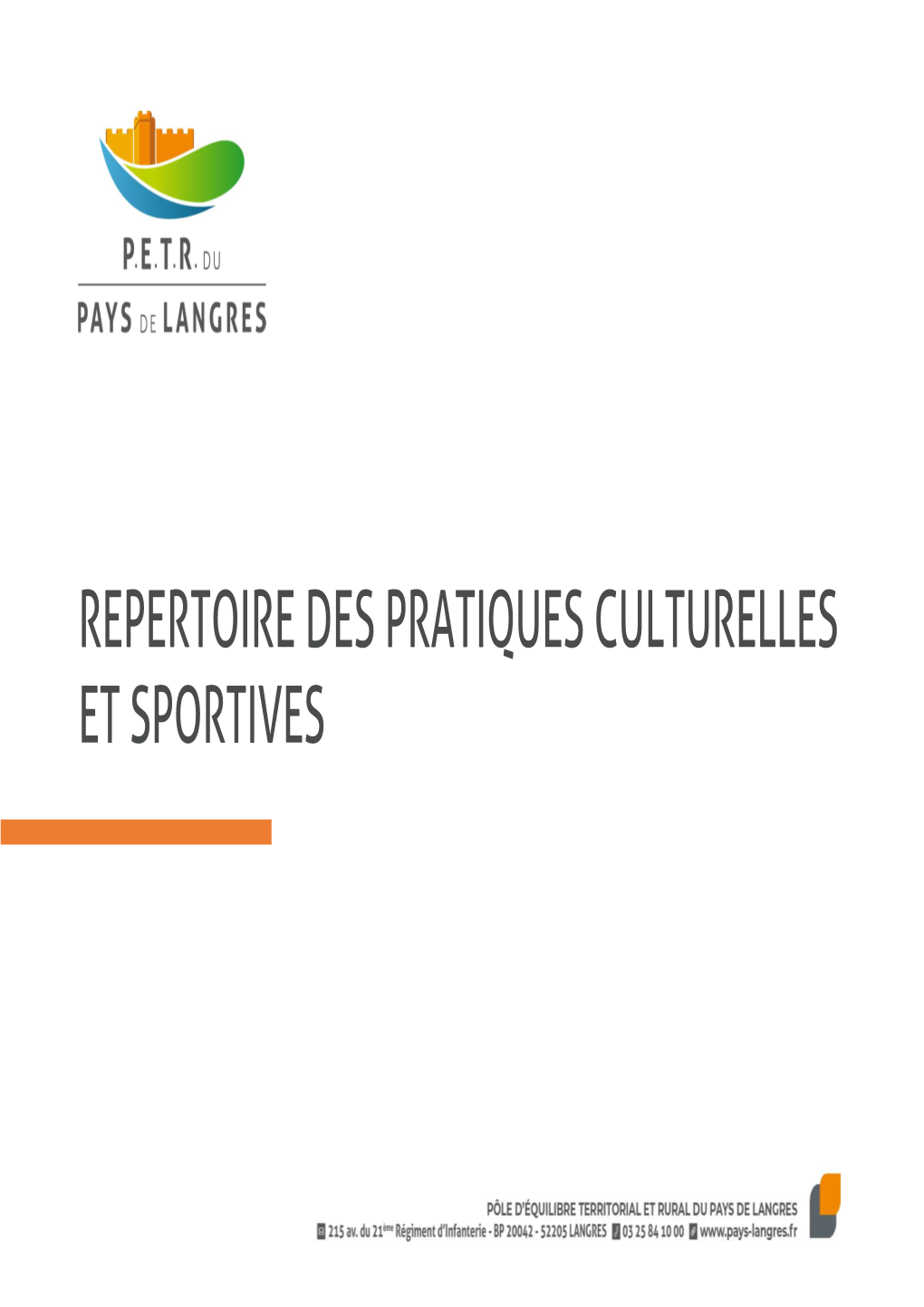 Repertoire Des Pratiques Culturelles Et Sportives