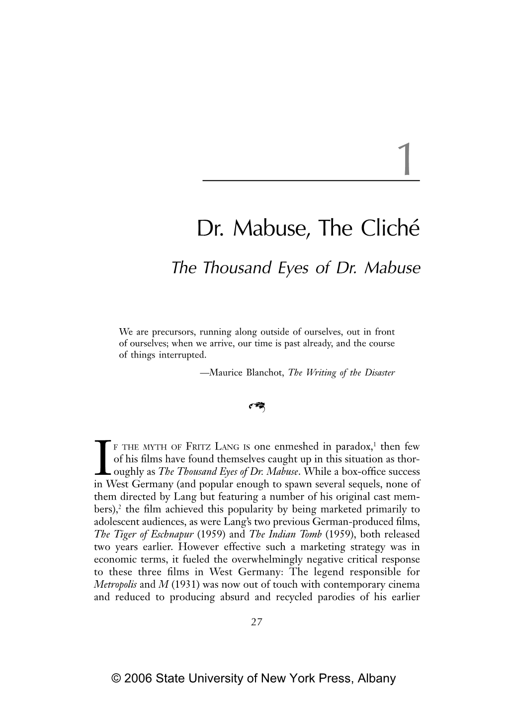 Dr. Mabuse, the Cliché