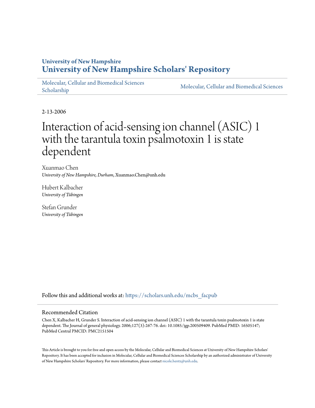 Interaction of Acid-Sensing Ion Channel