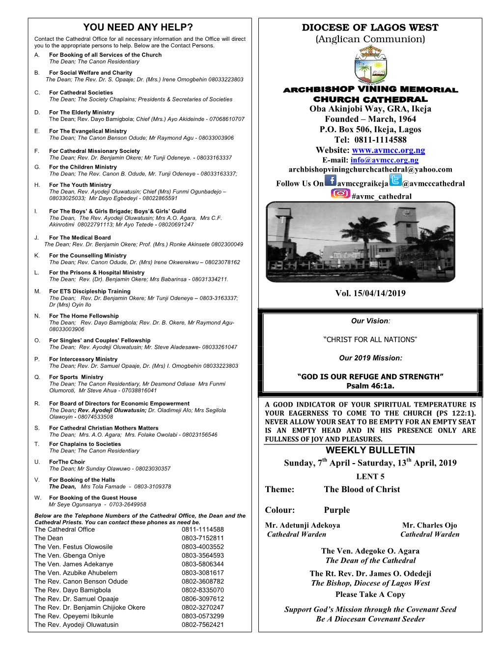 AVMCC Bulletin for 7Th April,2019